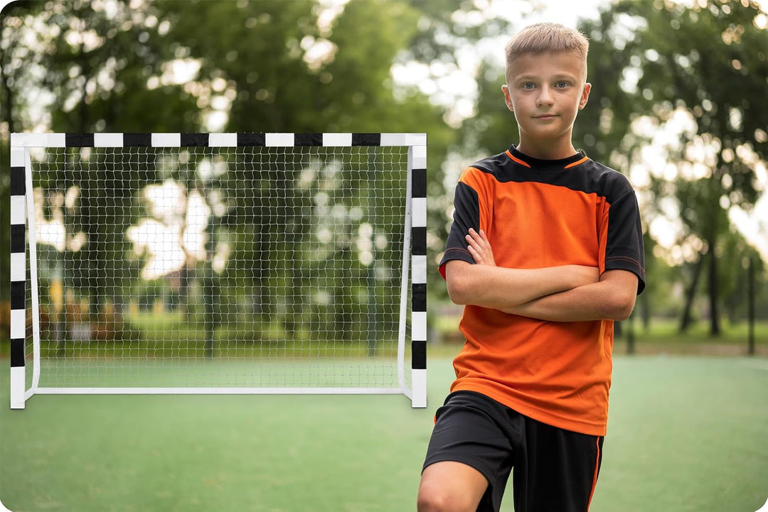 Neo-Sport Fussballtor Fussball Tor für Kinder und Erwachsene Mit Schutzhülle Schwarz Weiss 300x200x1