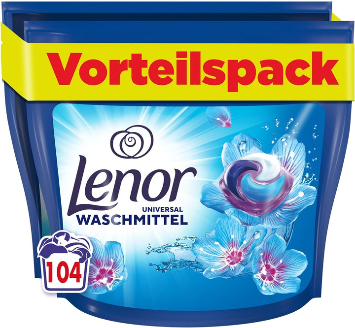 Lenor Waschmittel PODS All-in-1, 104 Waschladungen, Universal Aprilfrisch, 3-mal länger anhaltende F