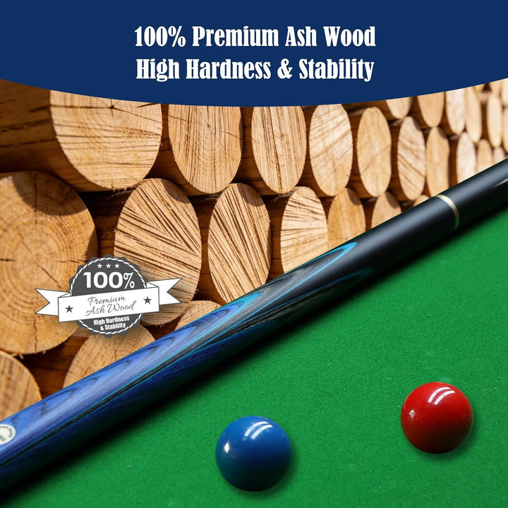 57 inch Premium Ash Wood Snooker Cue with Extension,18 oz weight, 10mm Leather Tip, 3/4 Design, Comp