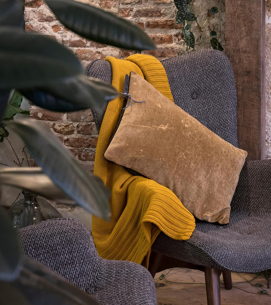 KNIT FACTORY - James Sofakissen - Industrial Vintage Look - Mit Kissenfüllung – Kunstleder Dekokisse