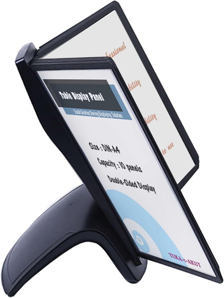 TUKA-i-AKUT Tisch-Sichttafel Aufsteller mit 10 Sichttafeln, DIN A4 Desktop Sichttafel System, Sichtt