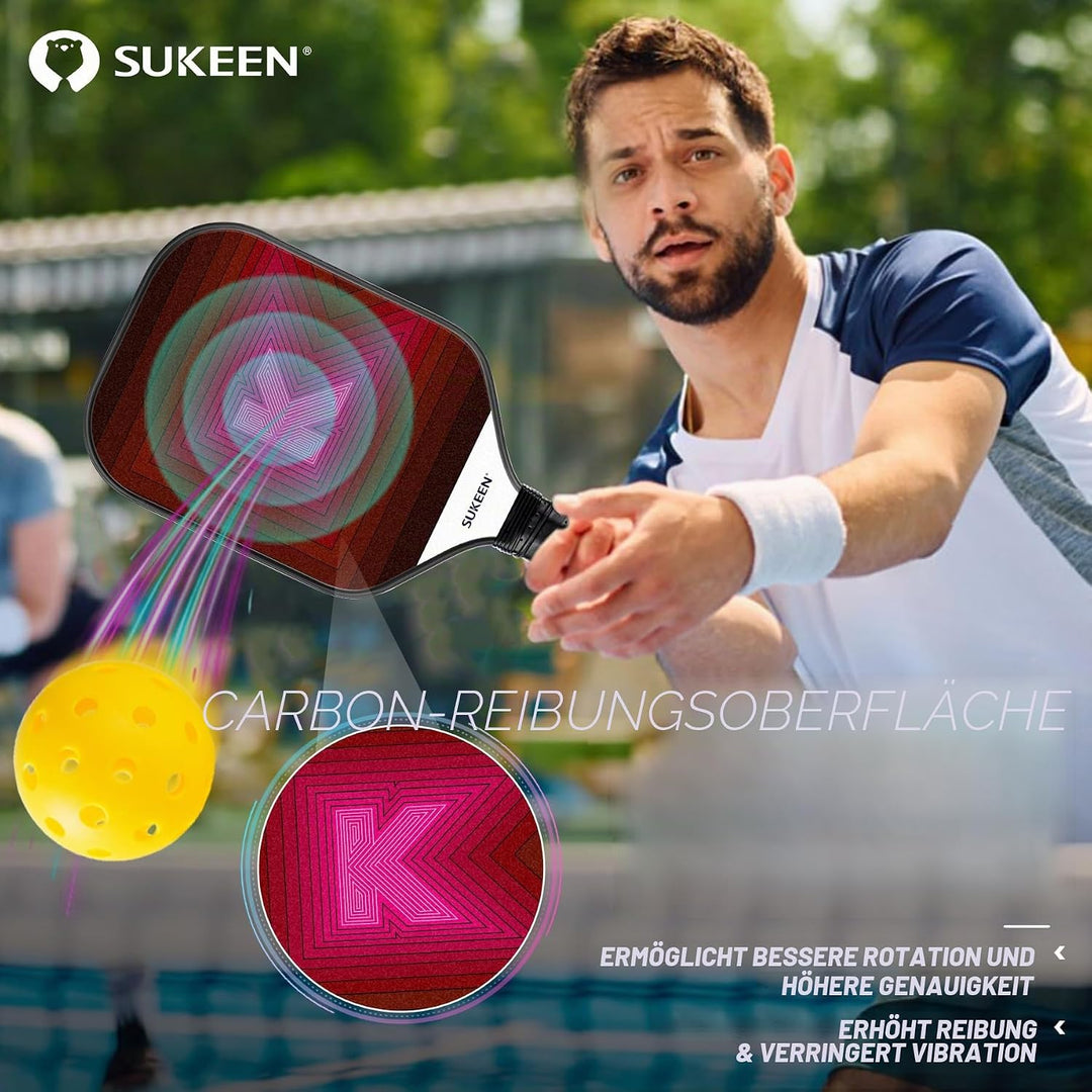 Sukeen Pickleball Schläger Set von 2, Fiberglas Oberfläche Pickleball Set mit Pickleball Racket, Pic