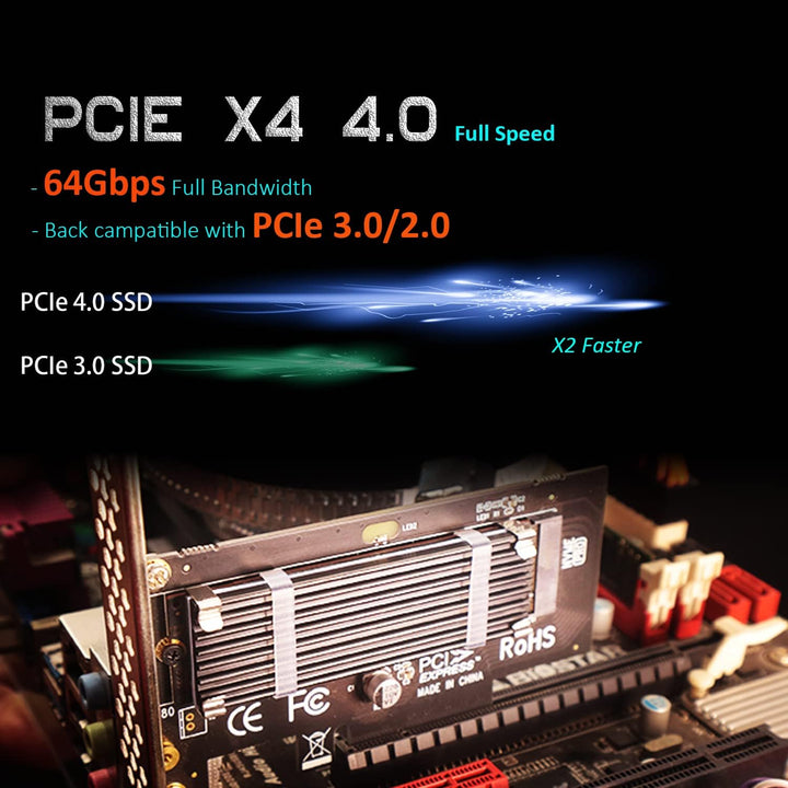 GLOTRENDS PA09-HS M.2 NVMe zu PCIe 4.0 X4 Adapter mit M.2 Kühlkörper für 2280/2260/2242/2230 M.2 NVM