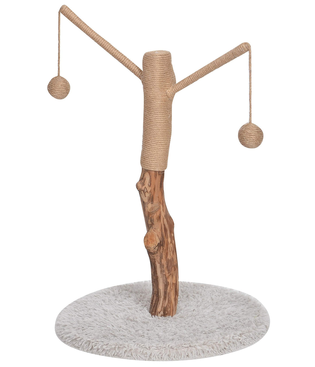 Dehner Lovely Katzen-Kratzbaum, ca. 80 x 45 x 45 cm, echter Baumstamm, Holz/Plüsch/Sisal, braun/weis
