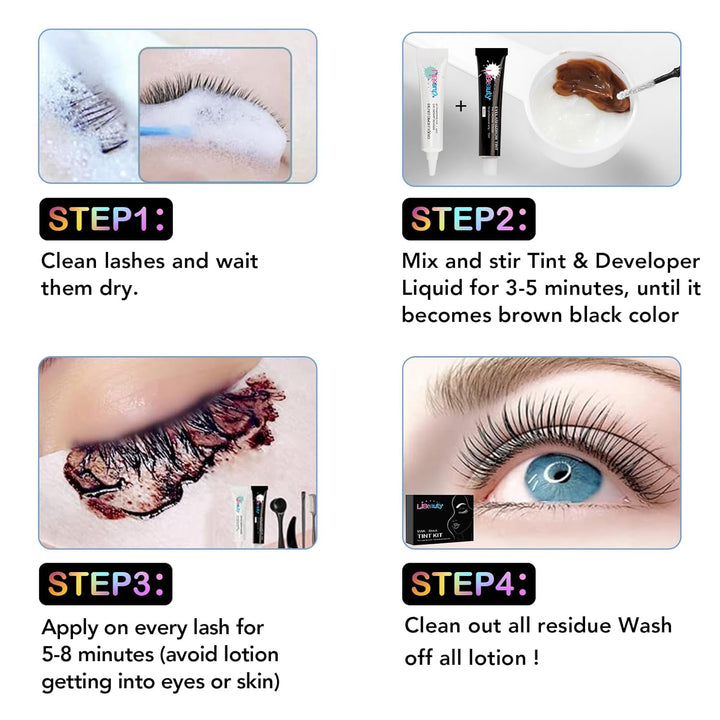 Libeauty Wimpern färben set, 15 ml schwarzes Augenbrauen-Tönungsset, Wimperntönung mit komplettem We