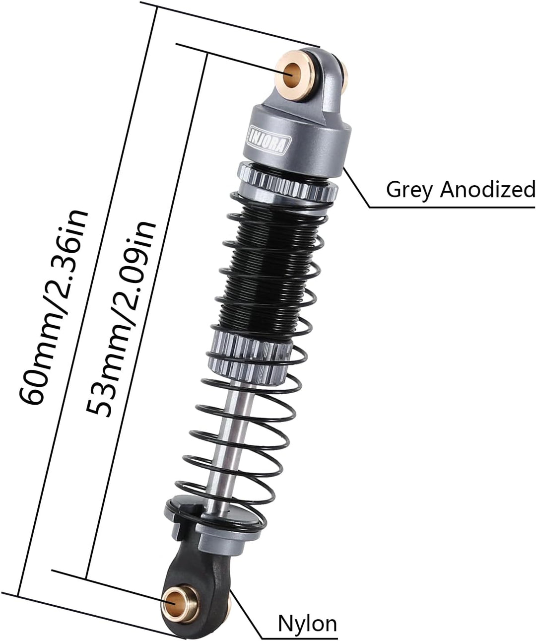 INJORA 53mm Stossdämpfer - Absorber Öl Gewindedämpfer für TRX4M K10 High Trail Upgrade 1/18, Grau, G