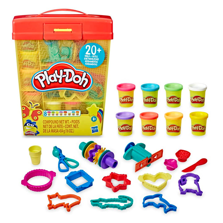 Play-Doh Grosses Knetset mit Aufbewahrungsbox für Kinder ab 3 Jahren mit 8 Farben und über 20 Knetwe