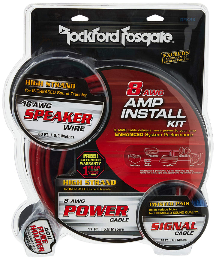 Rockford 8 Gauge Verstärker-Kit RFK8X Standardverpackung, RFK8X Standardverpackung