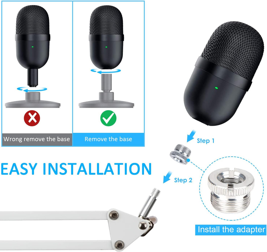 YOUSHARES Weiss Mikrofonarm fur Razer Seiren Mini & V3 Mini - Professionelle Boom Arm mit Schaumstof