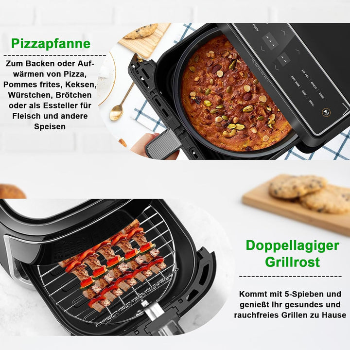 YINGRACE 23CM Heissluftfritteuse Zubehör XXL für COSORI 6,4L, 6,2L, 6L, Russell Hobbs 8L, 4PCS Airfr