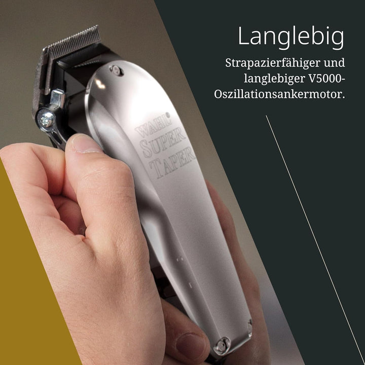 Wahl Chrome Super Taper - Präzise Schnitte - Einfache Schnittlängenverstellung - Schwarz/Silber