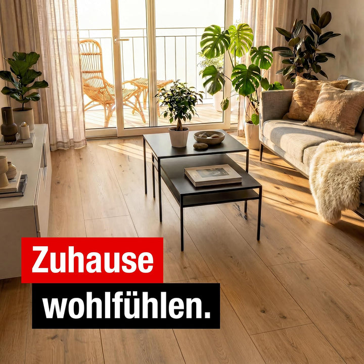 I 2,494 m² Laminat + kostenlose Trittschalldämmung &amp; Fussleiste I Maja Eiche I 7mm Holzoptik Oak I L