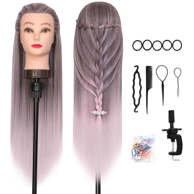 Frisierkopf, DanseeMeibr Weich 100% Kunsthaar Friseurkopf 26-28 Inch Professioneller Übungskopf Fris