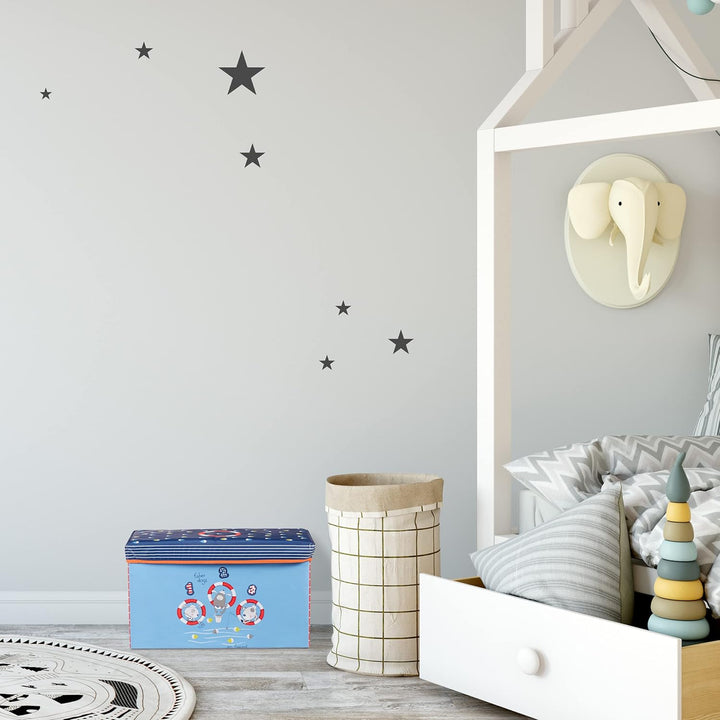 Relaxdays Sitzbox Kinder, Faltbare Aufbewahrungsbox mit Stauraum, Deckel, Prinzessin &amp; Fee, 50 Liter