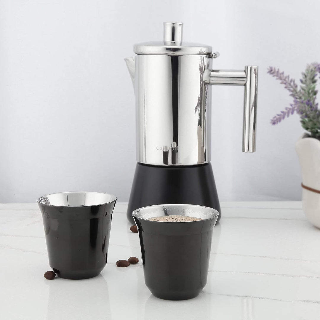 Easyworkz Espressotassen aus Edelstahl, doppelwandig, isoliert, Demitasse-Tassen, 2er-Set, hitzebest
