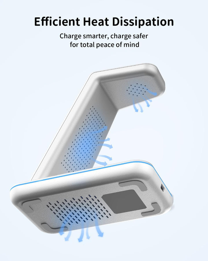 GEEKERA Wireless Charger, 3 in 1 Induktive Ladestation für iPhone 16/15/14/13/12/11/Pro Max, Ladesta