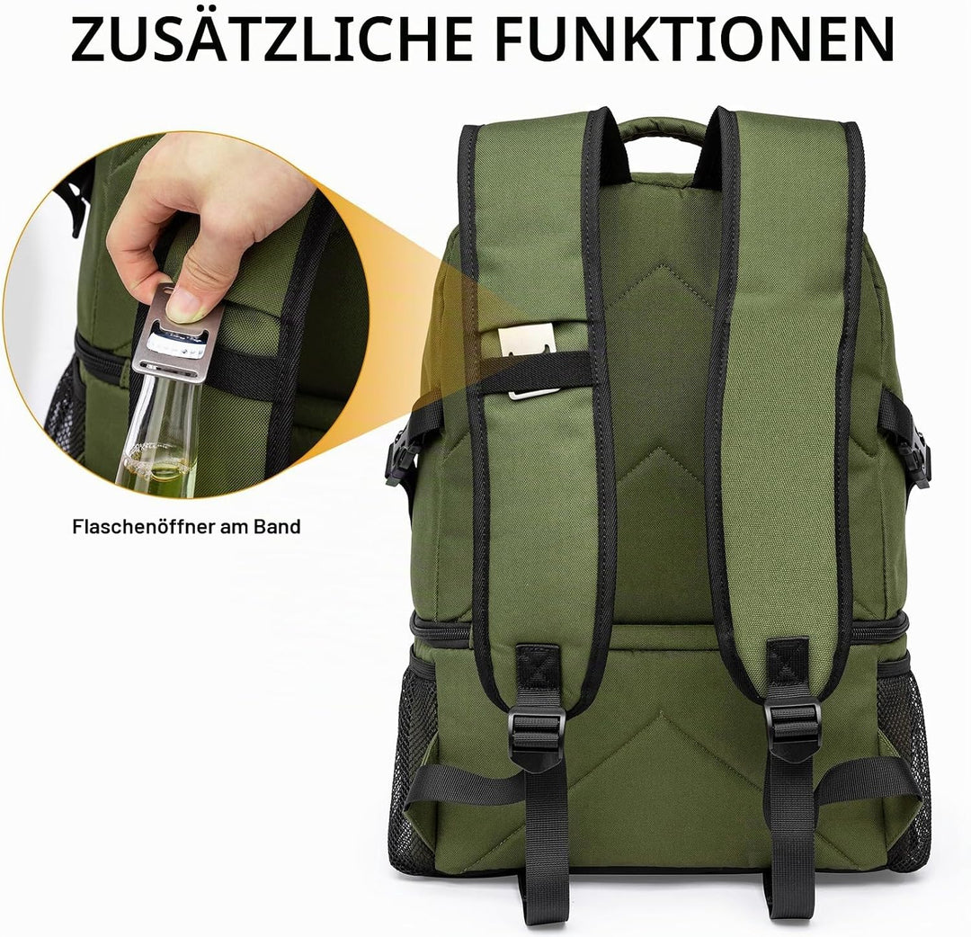 Kühlrucksack 28L Isolierter Kühltasche Picknickrucksack Doppelte Schicht Klein Thermo Rucksack für C