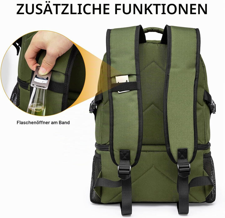 Kühlrucksack 28L Isolierter Kühltasche Picknickrucksack Doppelte Schicht Klein Thermo Rucksack für C