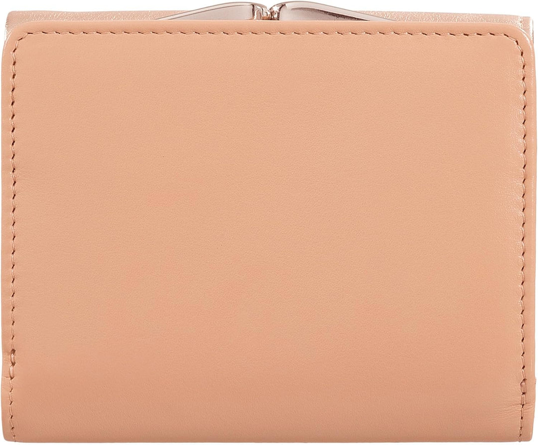 DUDU Kleine Damen-Brieftasche aus Leder mit RFID-Schutz, Münzfach und Klickverschluss, kompakt, 8 Ka