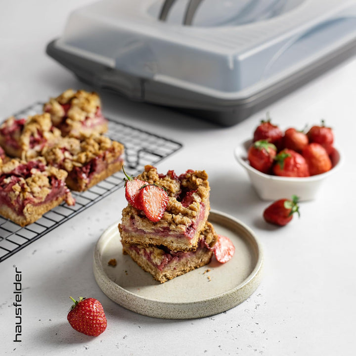 Hausfelder Kuchen Transportbox rechteckig mit Deckel, Kuchentransportbox für Blechkuchen, Kuchenbehä