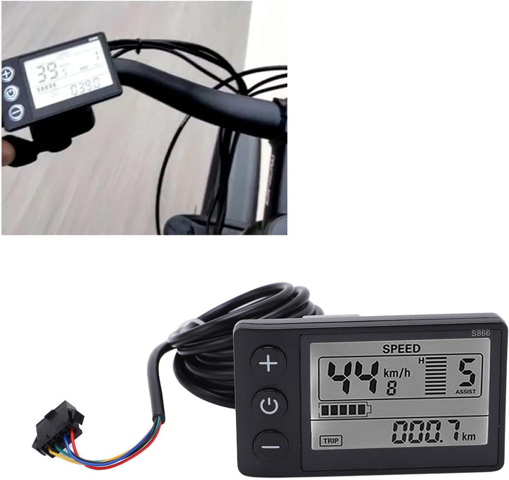 Tbest Display LCD Bildschirm 48v Fahrrad mit SM Stecker, S866 Elektro-Fahrrad Display LCD Messgerät