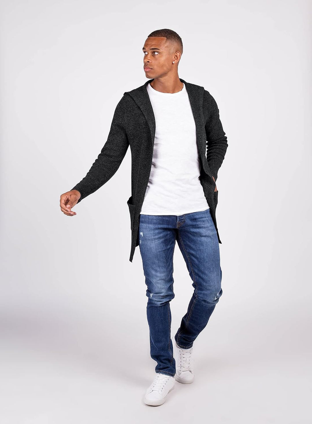 KEY LARGO Herren River Jacket Long Strickjacke L Anthra (1101), L Anthra (1101)