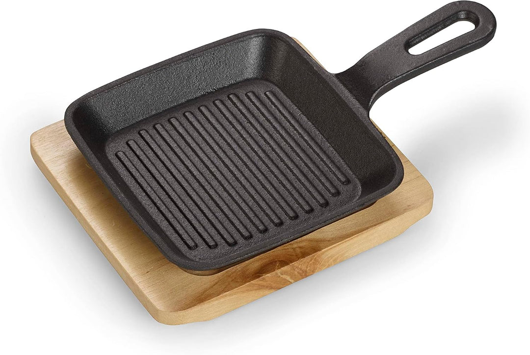 ECHTWERK Servierpfanne 4er Set aus Gusseisen, Servierpfännchen, Quadratische Auflaufform mit Servier