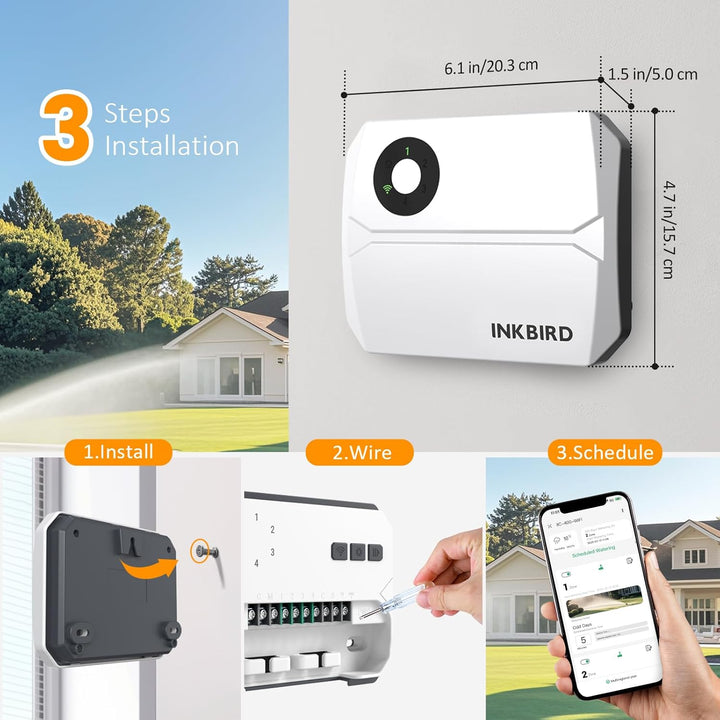 Inkbird IIC-400 Wlan bewässerungscomputer, 4 Zonen, Bewässerungssystem Controller IIC-400-WIFI(4 Zon