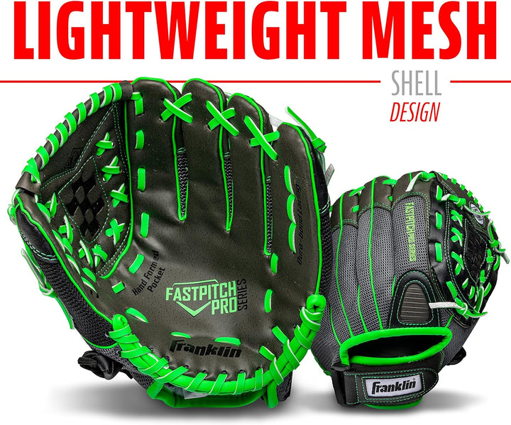 Franklin Sports Windmühle Serie Leichte Softball Handschuh, 27,9 cm für Rechtshänder Lime/Gray, für