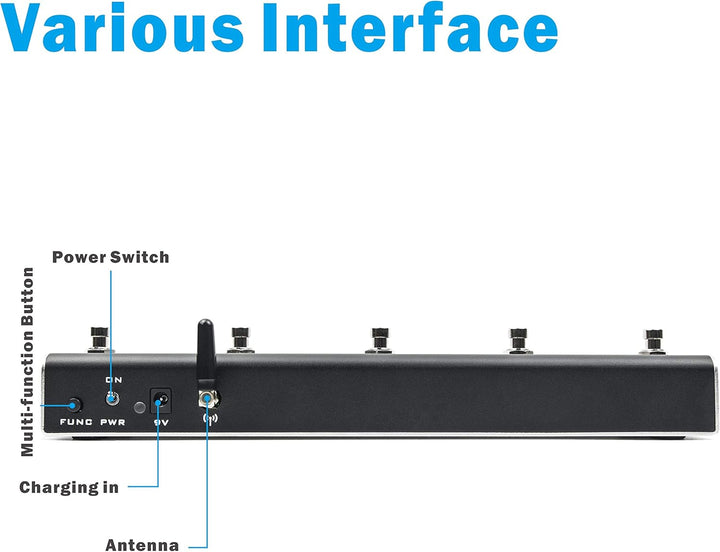 Airstep Lite MIDI, HID Wireless Controller mit 5 Fussschaltern, unterstützt DAW (Cubase, Ableton Liv