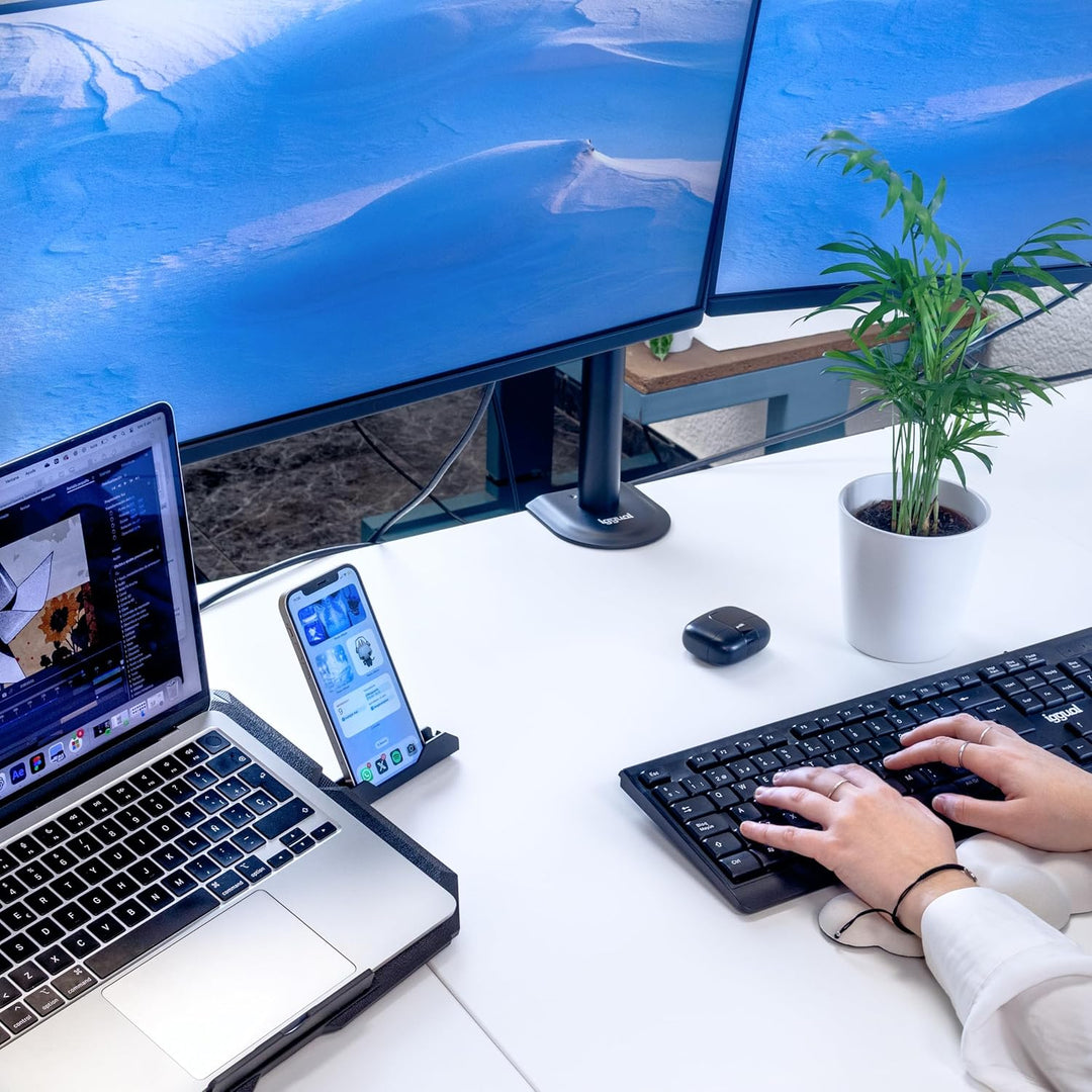 iggual Laptop-Ständer bis 43,2 cm (17 Zoll), mit 8 Neigungswinkeln, ergonomisch, faltbar, mit Handyh