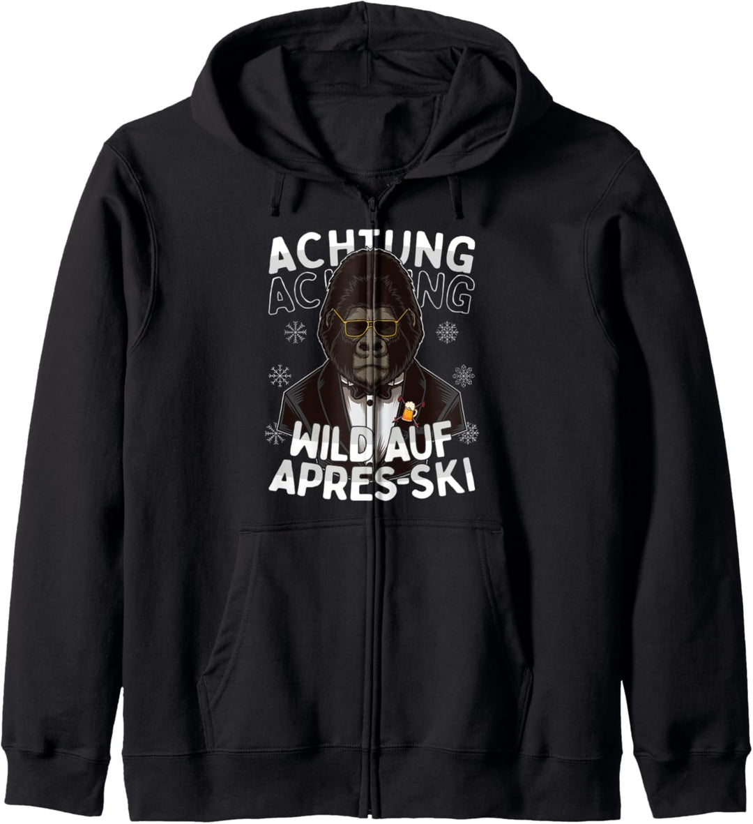 Achtung Wild Auf Apres-Ski - Gorilla Skifahrer Crew Gruppen Kapuzenjacke