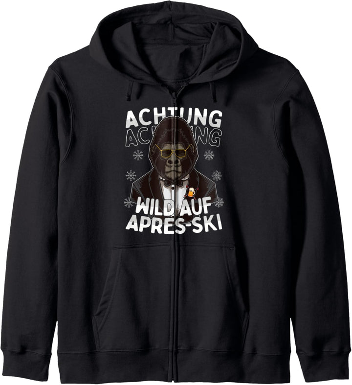 Achtung Wild Auf Apres-Ski - Gorilla Skifahrer Crew Gruppen Kapuzenjacke