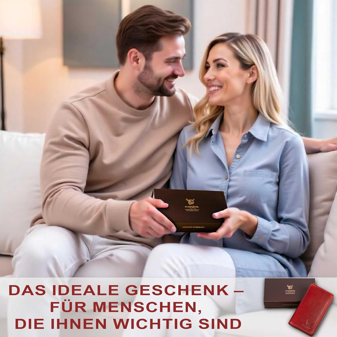 MATADOR Lange Damenbörse Geldbörse Portemonnaie Rinds Leder Scheintasche Geldtasche mit Doppelter Re