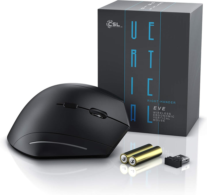 CSL - ergonomische Vertikal USB Maus kabellos 2,4 GHz Funk vertikale Ausführung - ergonomisches Desi
