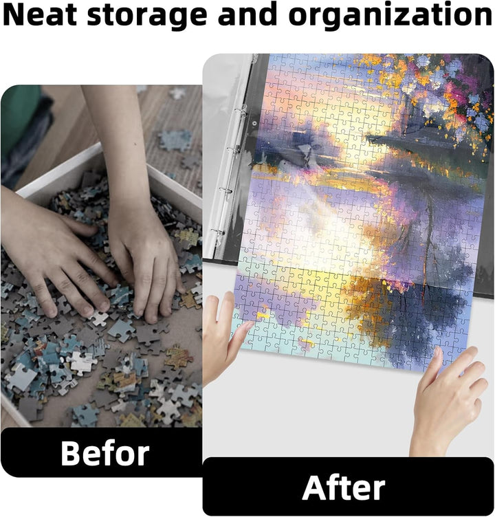 MOZOOSON Puzzle Aufbewahrung, Puzzle Organizer für 1000 Teile Zubehör Tragbar mit 25 Taschen, Grösse