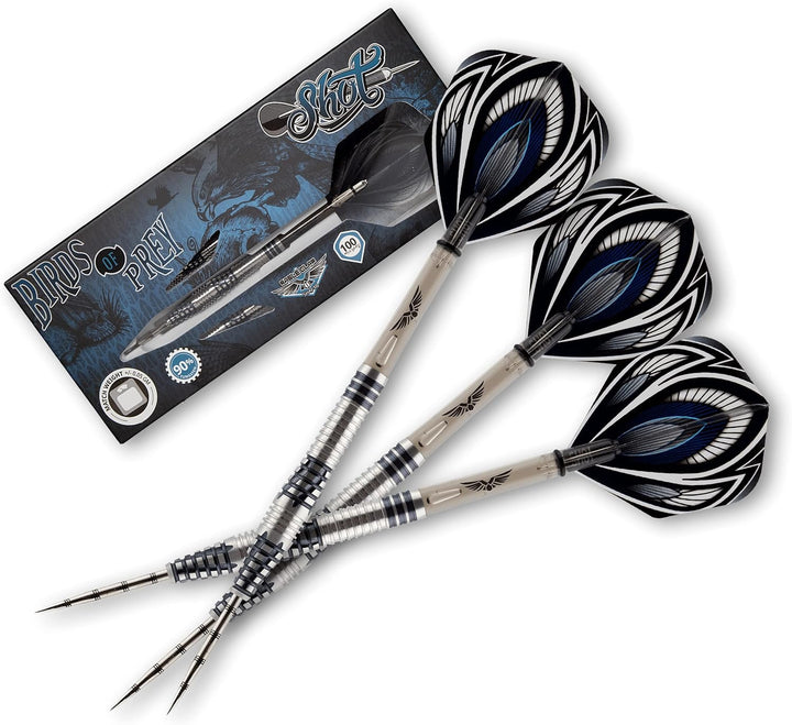 Birds of Prey Falcon Steel Tip Dart Set | 90% Tungsten Barrels | Steeltip Darts mit Schäften und Fli