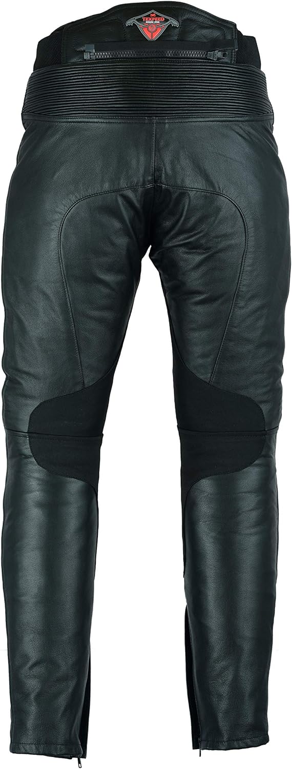 TEXPEED motorradhose leder wasserdicht herren mit protektoren - Schwarz Vollnarbiges Lederhose echtl
