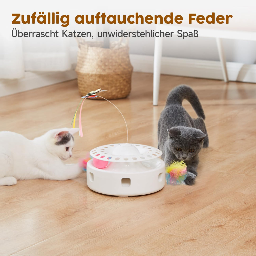 Potaroma 3-in-1 Interaktives Elektrisches Katzenspielzeug – Automatisches Federspiel, Flatternder Sc