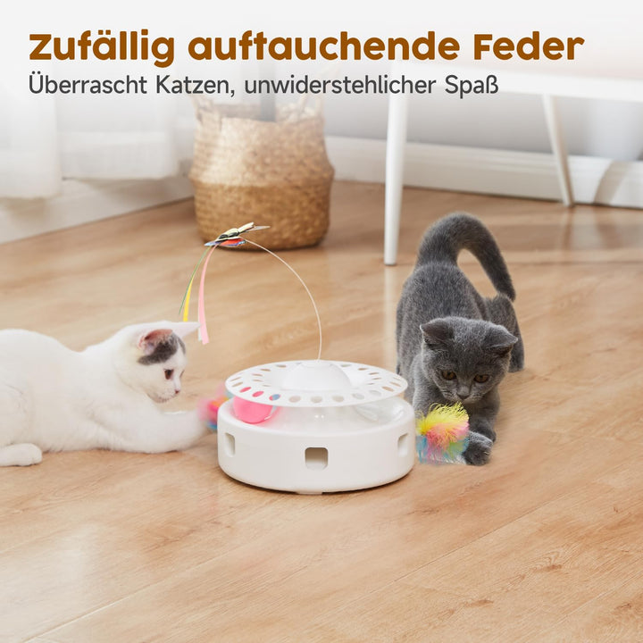 Potaroma 3-in-1 Interaktives Elektrisches Katzenspielzeug – Automatisches Federspiel, Flatternder Sc