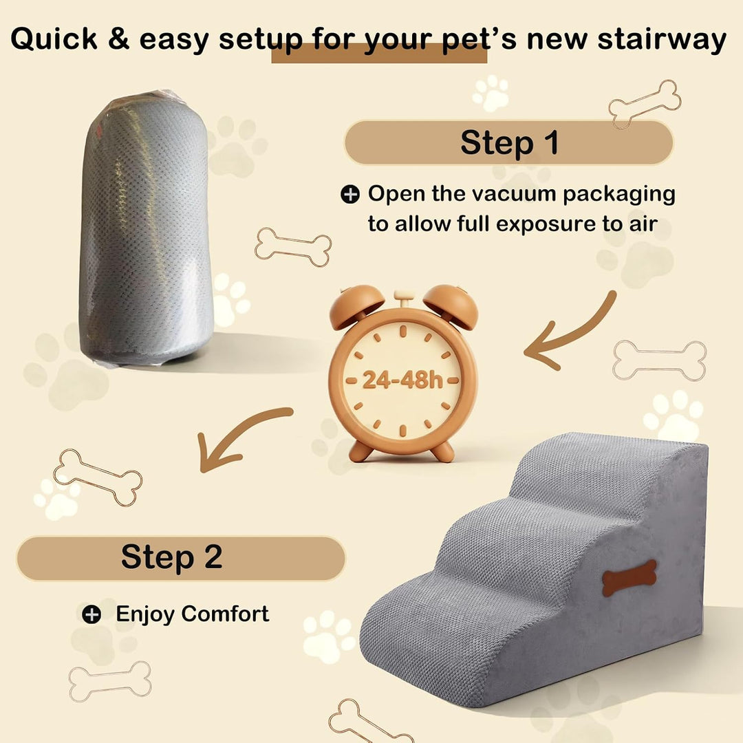 Hundetreppe für kleine Hunde, 3 Stufen Haustiertreppe für Bett &amp; Sofa, 40 cm hohe Tiertreppe für Wel