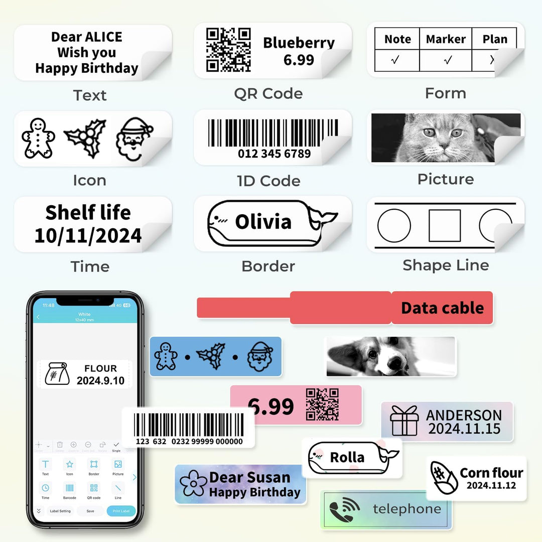 Phomemo D30 Etikettendrucker - Mini Etikettiergerät Beschriftungsgerät Selbstklebend Bluetooth Label