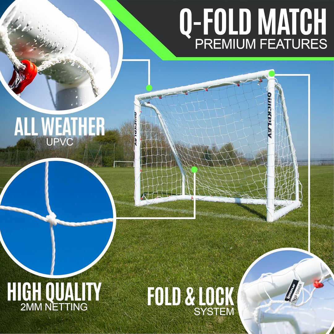 QUICKPLAY Q-Fold Match Fussballtor für Garten Kinder und Erwachsene | 30 Sekunden faltbares für einf