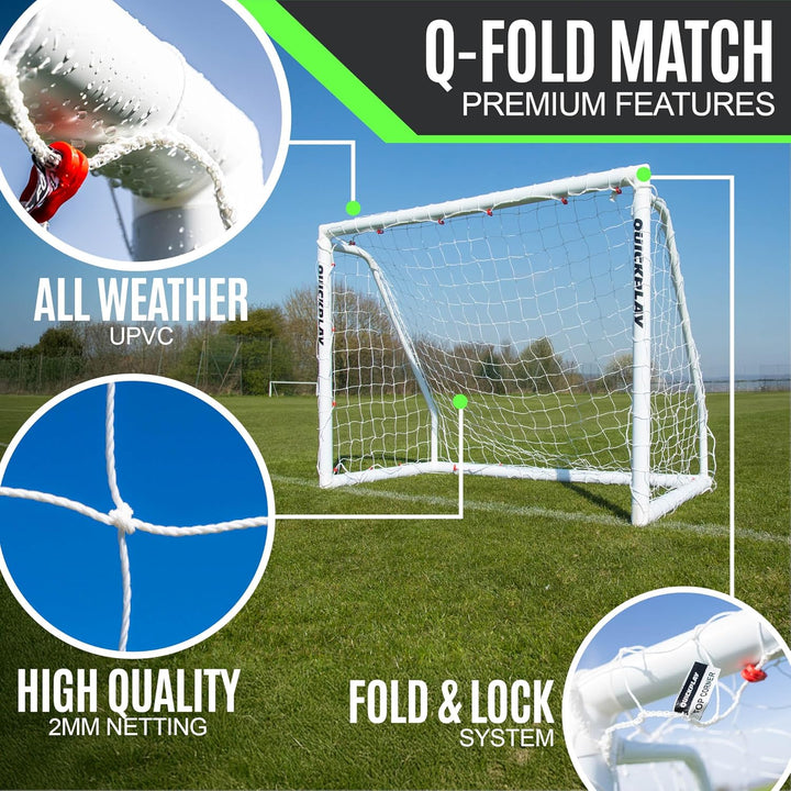QUICKPLAY Q-Fold Match Fussballtor für Garten Kinder und Erwachsene | 30 Sekunden faltbares für einf