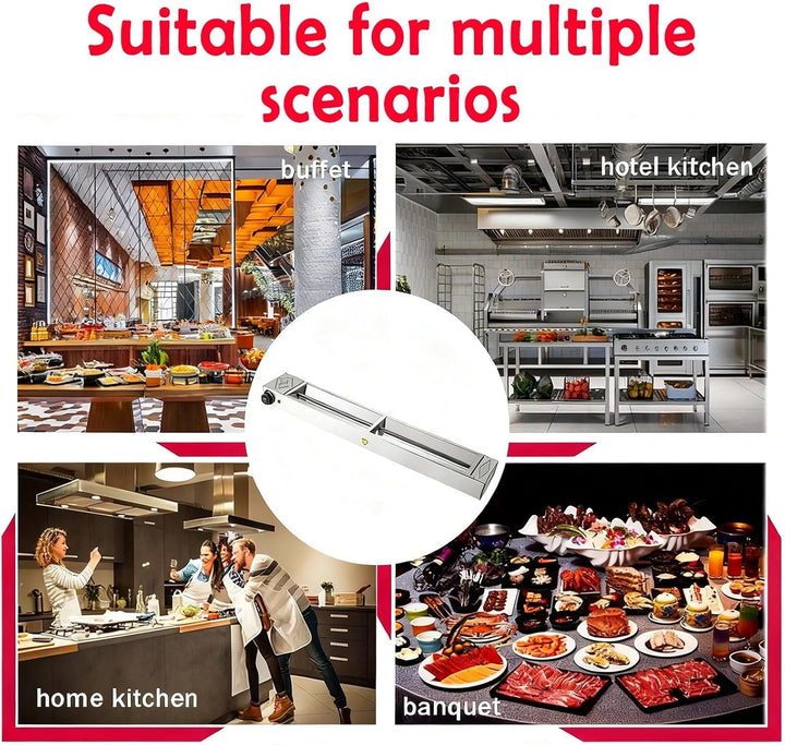 Wärmelampe Küche Gastro, Edelstahl Hängende Wärmelampe für Küche, Buffets und Hotel, Speisenwärmer L