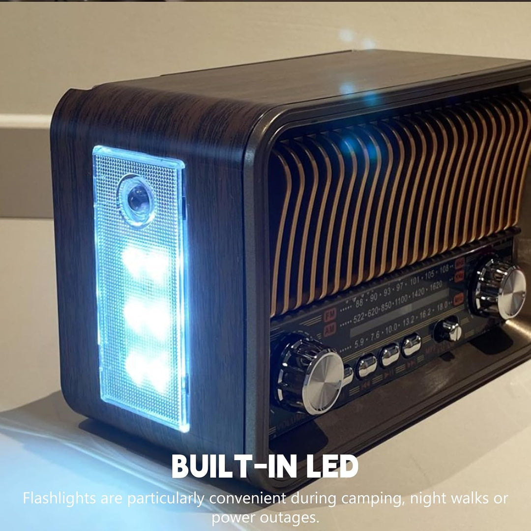 Retro Radio Bluetooth AM/FM/SW, Tragbares Nostalgie Kofferradio, Vintage Radio mit USB/TF/AUX MP3 Wi