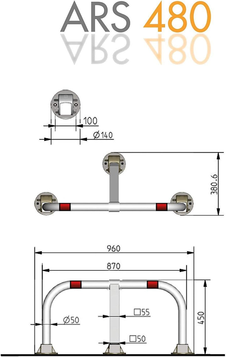ARCO SRL 3-Fuss-Standard-Parkbügel - Parkplatzsperre, umlegbar mit Zylinderschloss, ARS480 Absperrbr