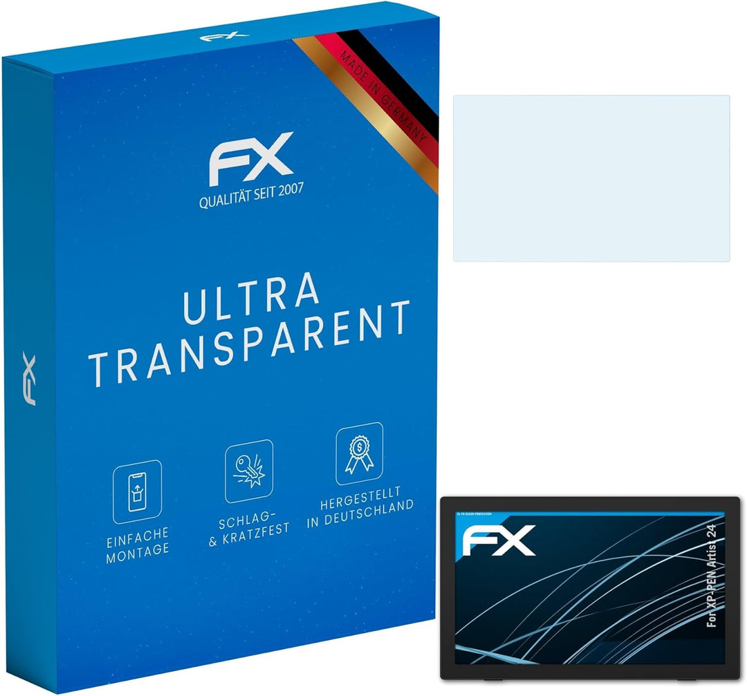 atFoliX Schutzfolie kompatibel mit XP-PEN Artist 24 Folie, ultraklare FX Displayschutzfolie (2X)