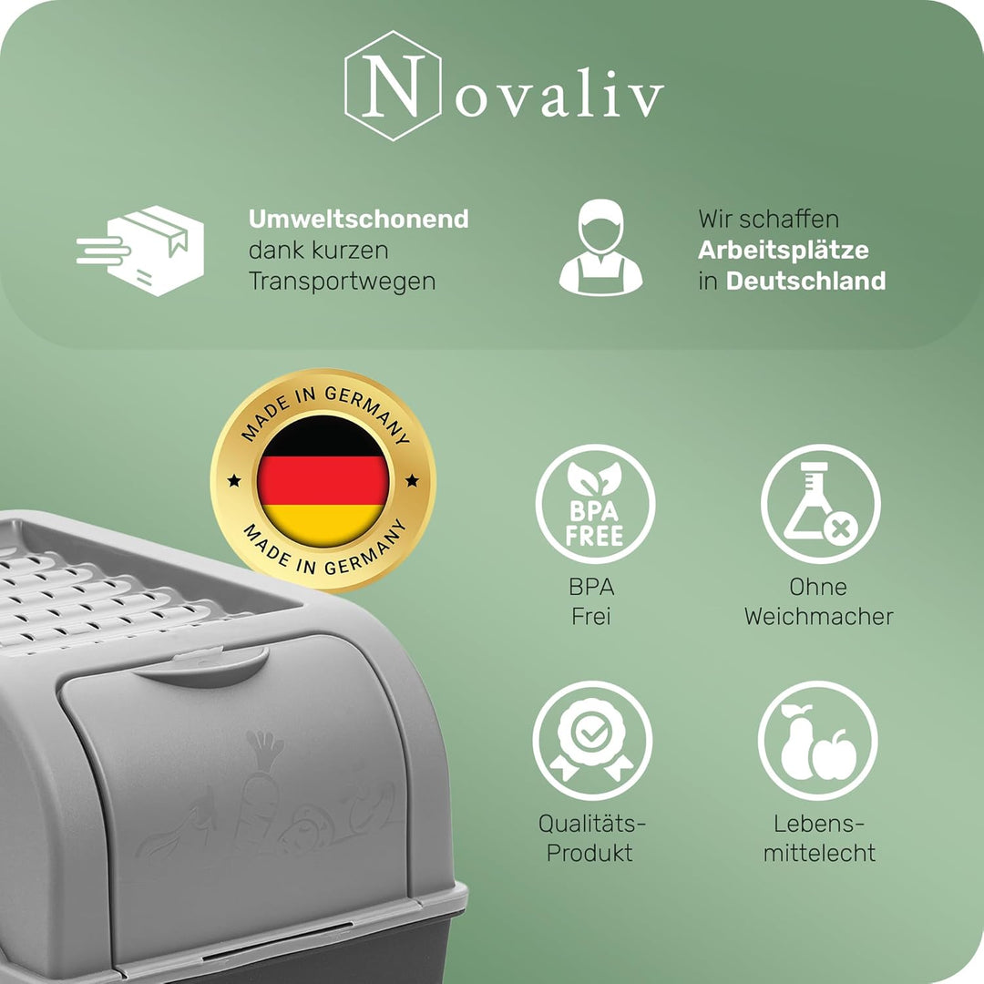 Novaliv Kartoffel Aufbewahrungsboxen Set | 3,5L + 5L + 9L | GRAU | Kartoffelboxen | Gemüseboxen stap