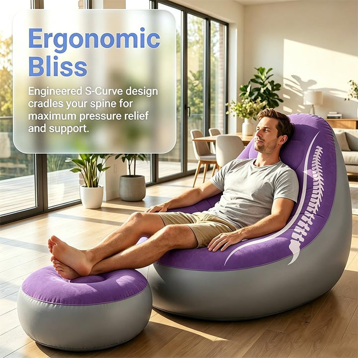 Aufblasbares Sofa mit Fusshocker, Aufblasbarer Sitzsack, Aufblasbares Stuhl Sofa, Luftsofa Aufblasba